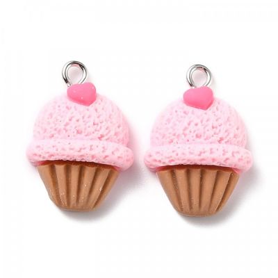Živicový prívesok, muffin ružový