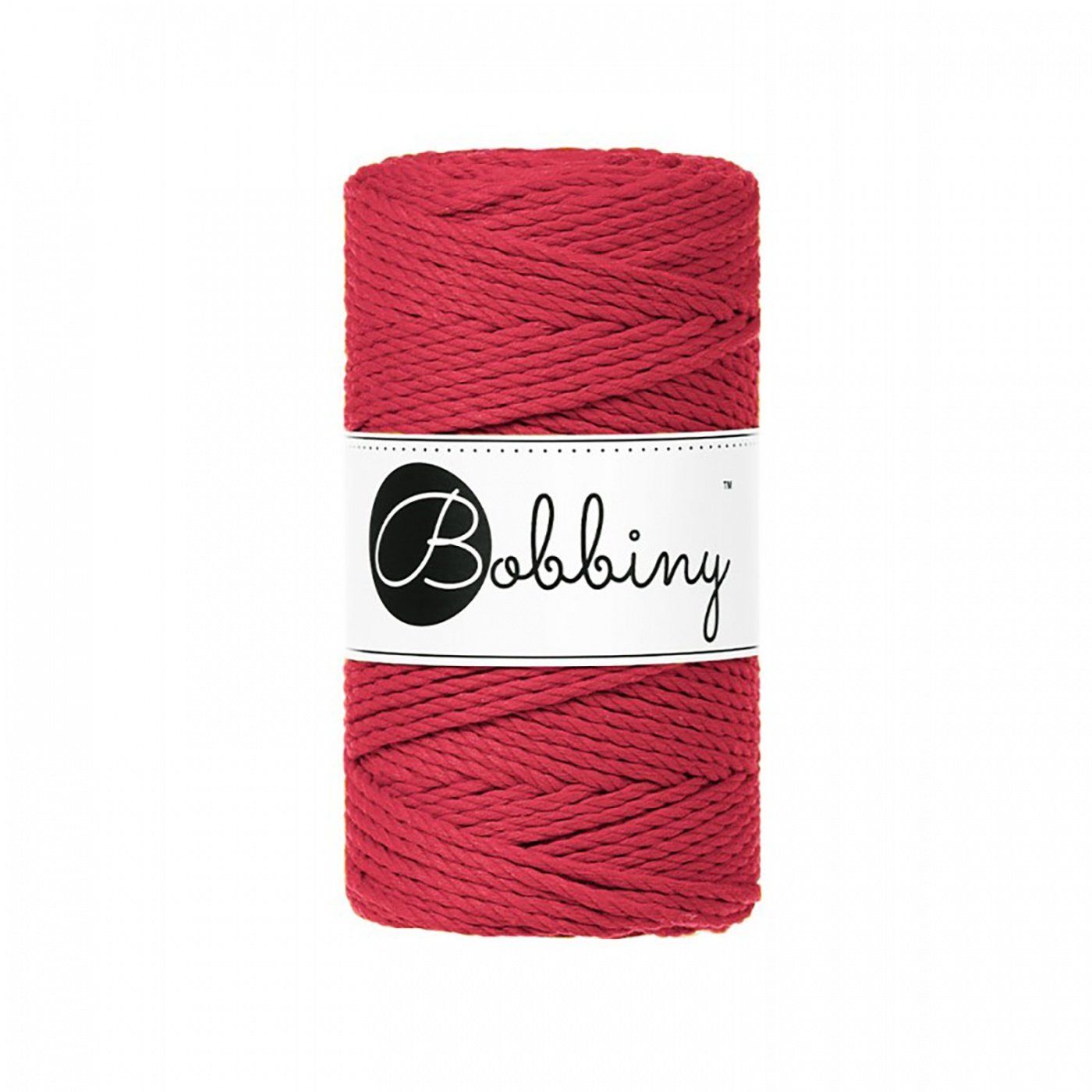 Bobbiny, Macramé 3 x točená šnúra, 3 mm, 100 m, Classic Red