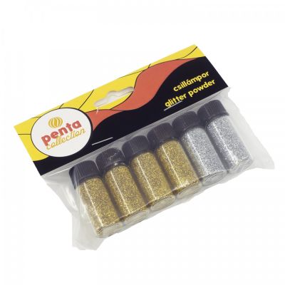 Glitrový prášok, 6 x 3,5 ml, strieborná, zlatá