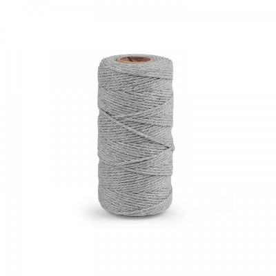 Macrame špagát/šnúrka, 1,5 mm, cca 90 m, svetlosivá