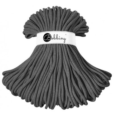 Bobbiny, Macramé pletená šnúra, 9 mm, 100 m, Charcoal