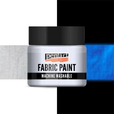 Farba na textil, 30 ml, krycia, svieti v tme bledá modrá