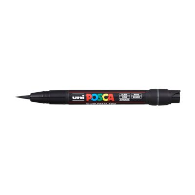 UNI POSCA fixka so štetcovým hrotom, čierna
