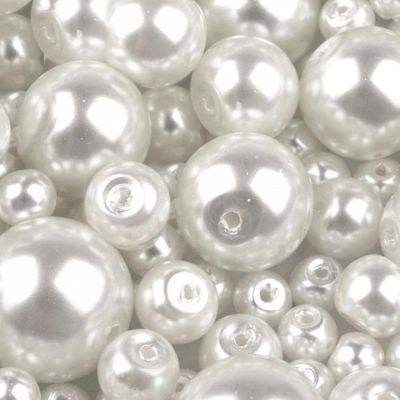 Voskované perly 4mm, 01B biela 50 ks