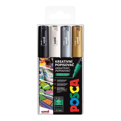 Uni POSCA, PC-1M, 0,7 mm, sada 4 ks fixiek