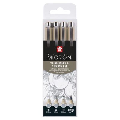SAKURA Pigma Micron fineliner, sada 4 ks Light Cool Gray