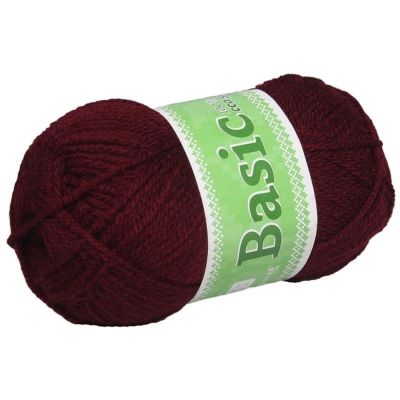 Basic, akrylová priadza, 50 g, cca 150 m, 935 tmavá vínová