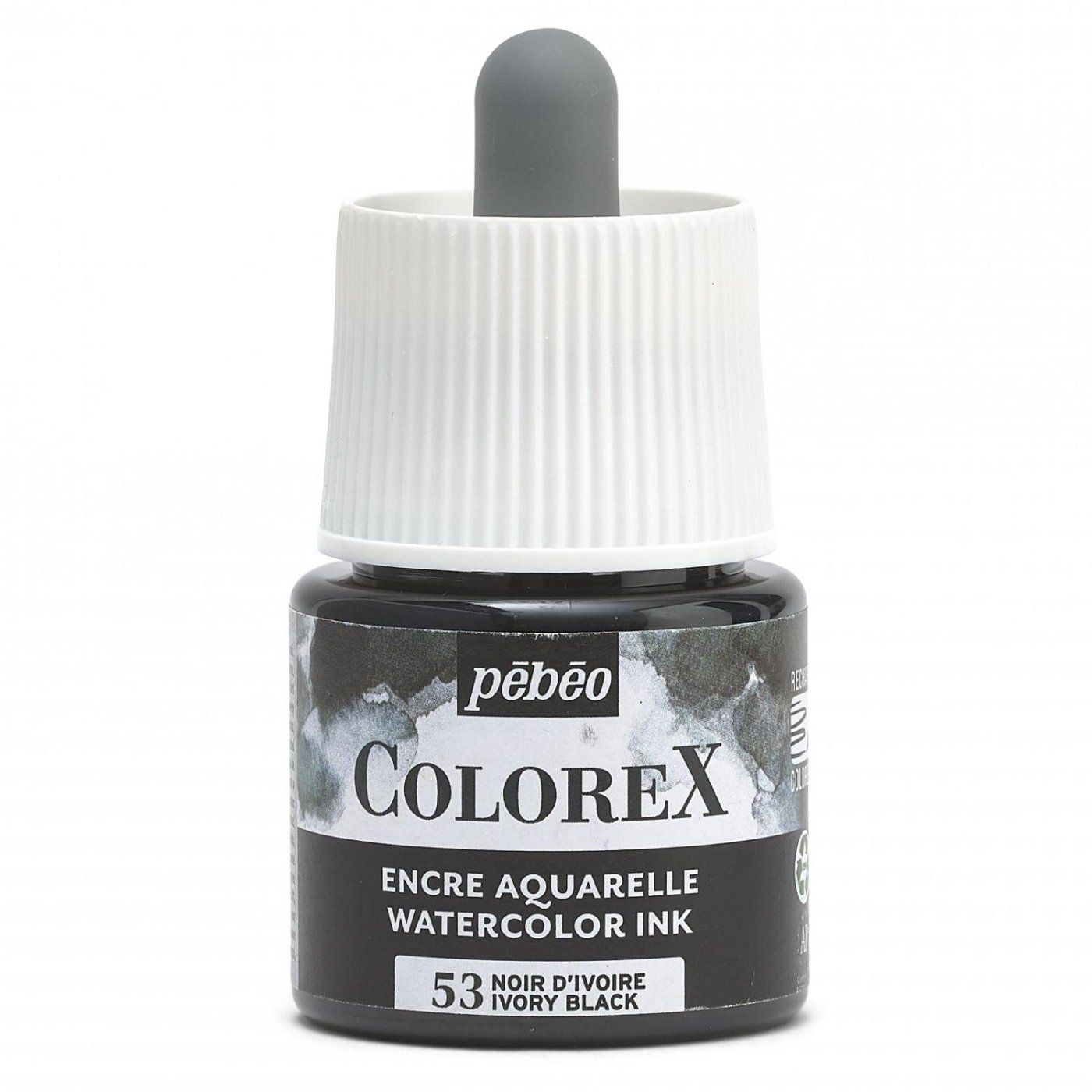 Akvarelový atrament COLOREX, ivory black 45 ml