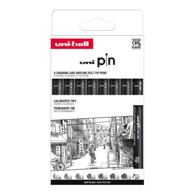 UNI PIN set 8 ks linerov na kreslenie Black Classic 2