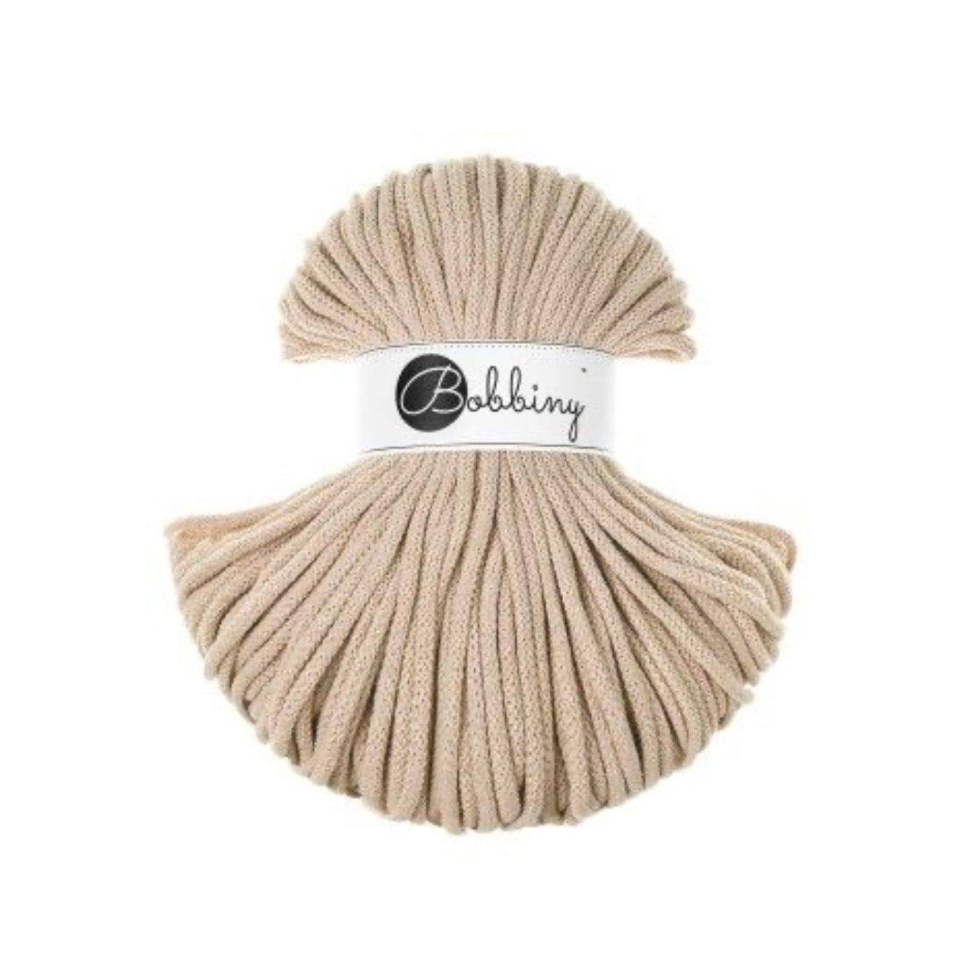 Bobbiny, Macramé pletená šnúra, 5 mm, 100 m, Warm Beige