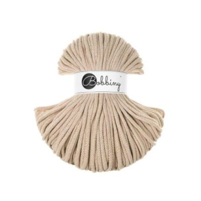 Bobbiny, Macramé pletená šnúra, 5 mm, 100 m, Warm Beige