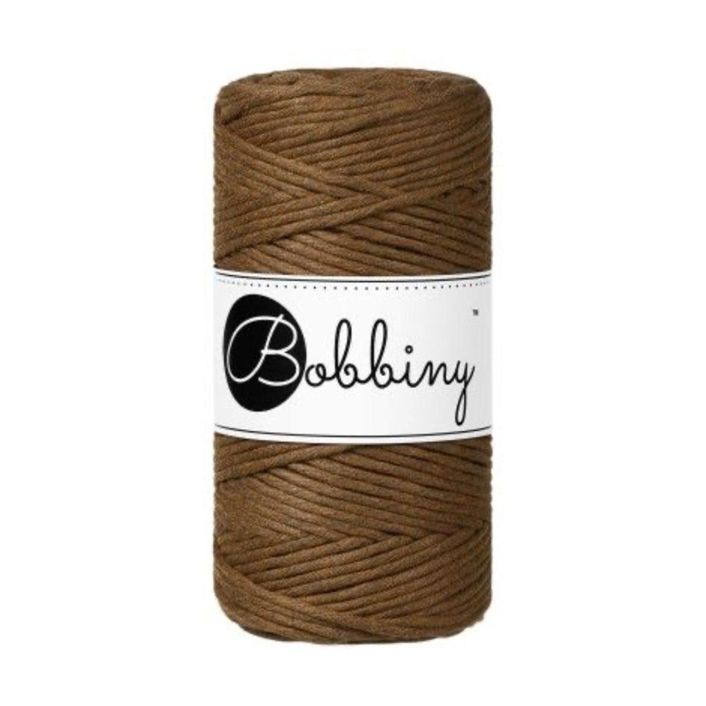 Bobbiny, Macramé točená šnúra, 3 mm, 100 m, Nut Brown