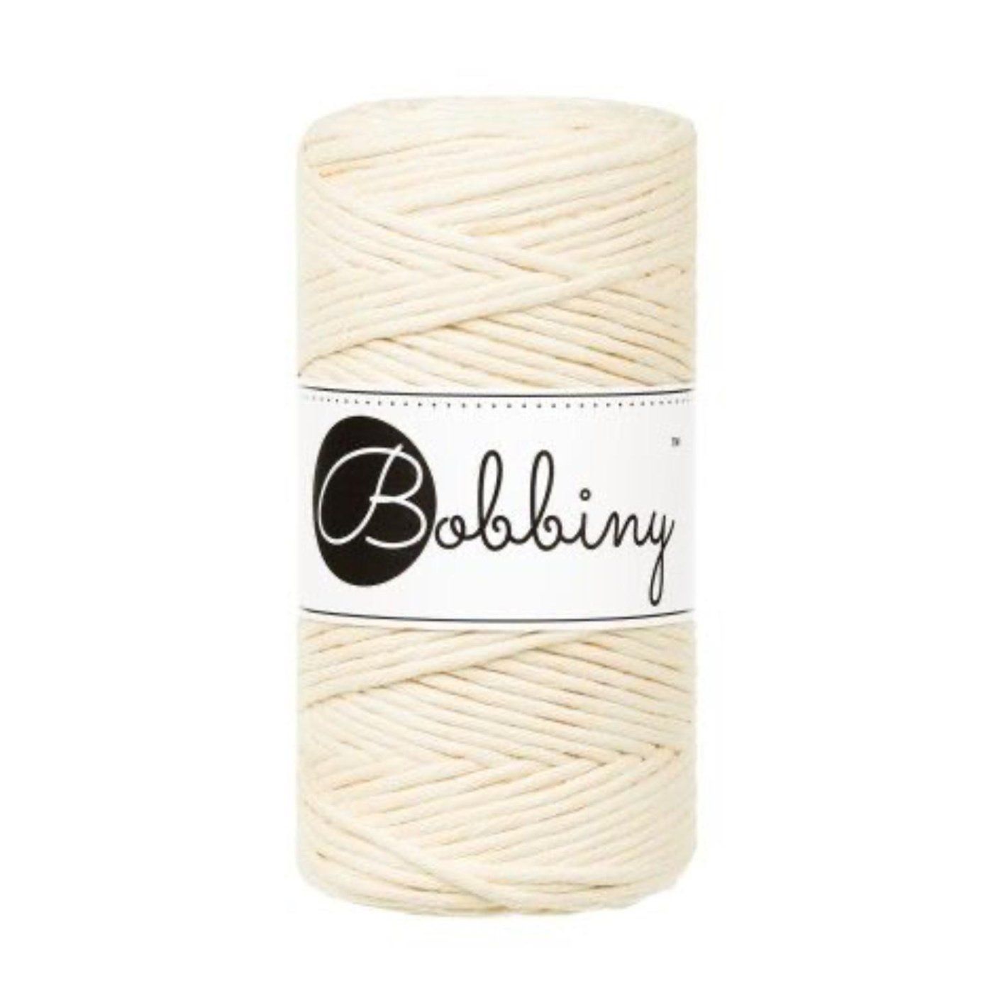 Bobbiny, Macramé točená šnúra, 3 mm, 100 m, Butter Yellow