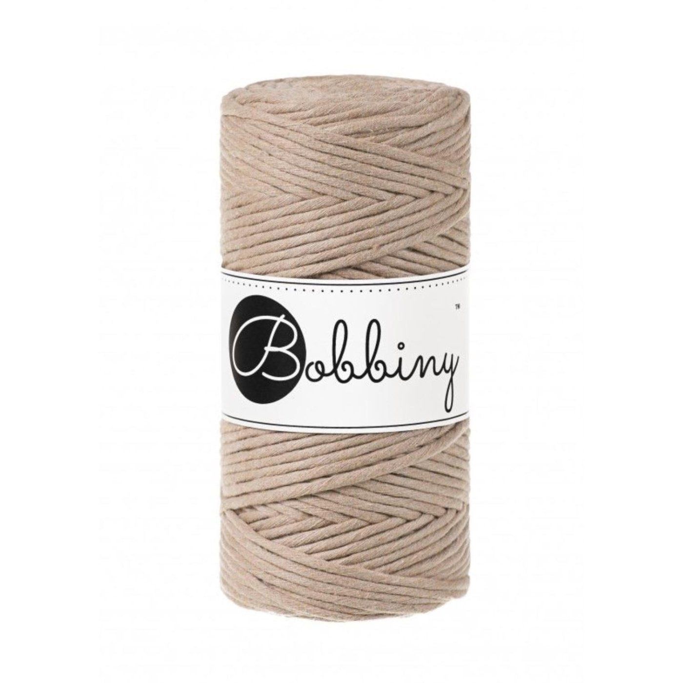 Bobbiny, Macramé točená šnúra, 3 mm, 100 m, Sand