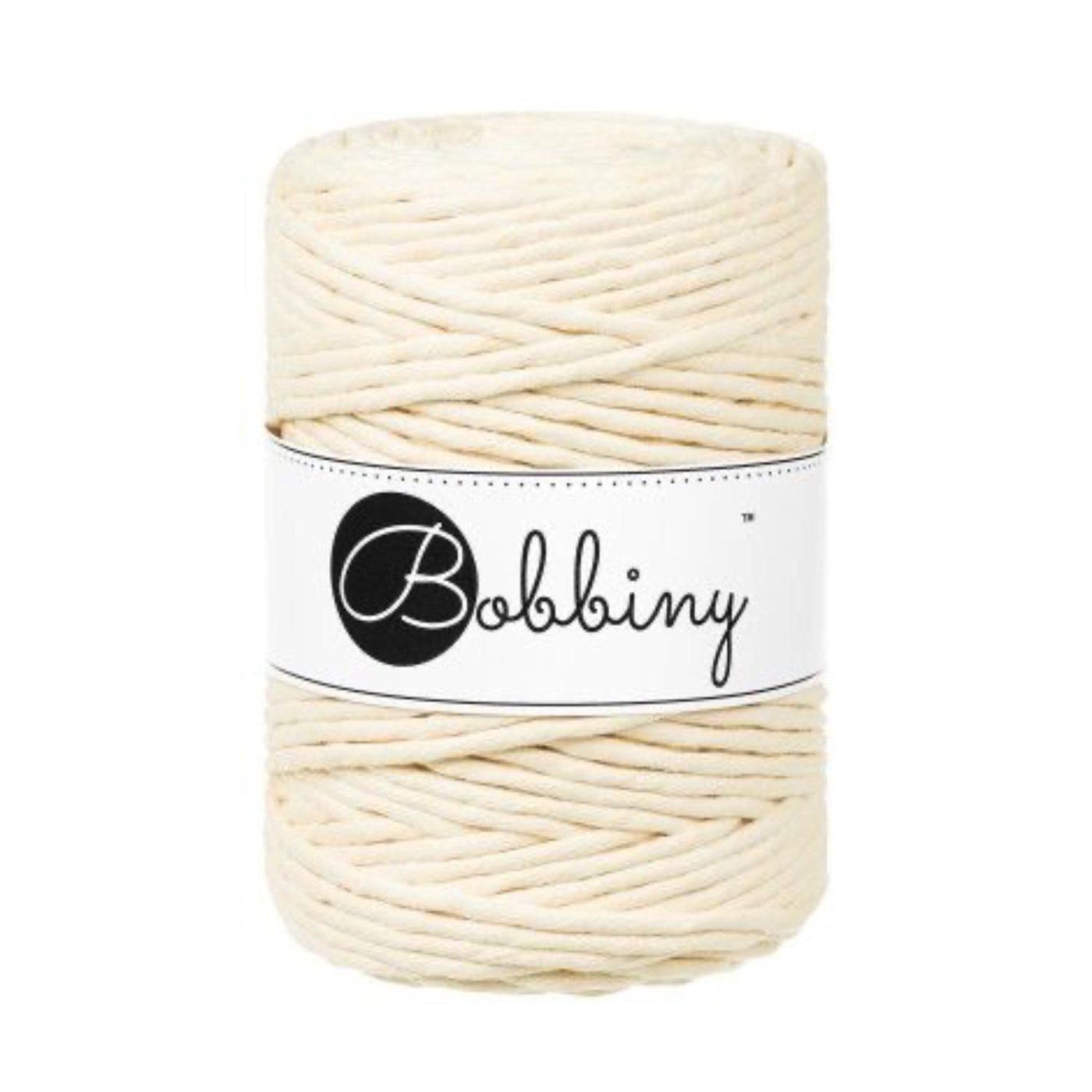 Bobbiny, Macramé točená šnúra, 5 mm, 100 m, Butter Yellow