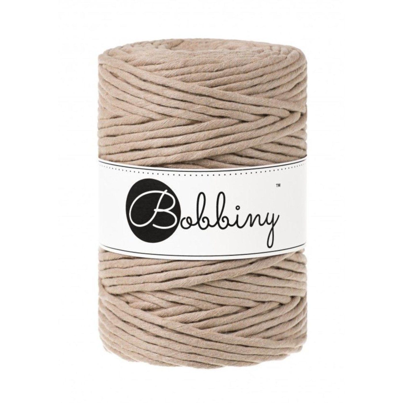 Bobbiny, Macramé točená šnúra, 5 mm, 100 m, Sand