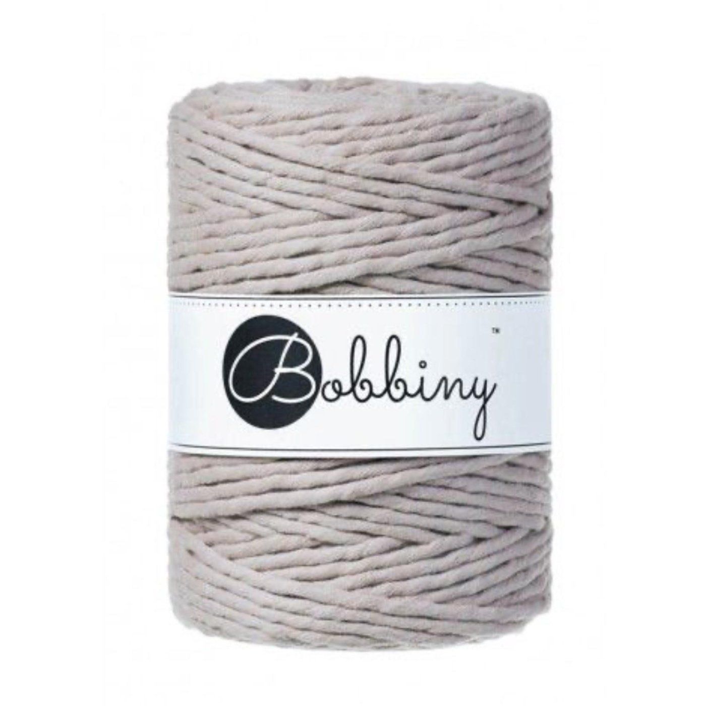 Bobbiny, Macramé točená šnúra, 5 mm, 100 m, Pearl