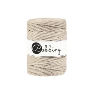 Bobbiny, Macramé točená šnúra, 5 mm, 100 m, Beige