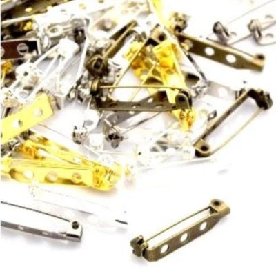 Brošňové zapínanie s poistkou 27 mm, 5 ks, starobronz