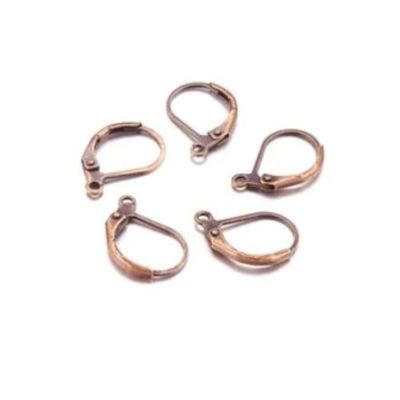 Náušnicové zapínanie s očkom 13 x 10 mm, staromeď, 1 pár