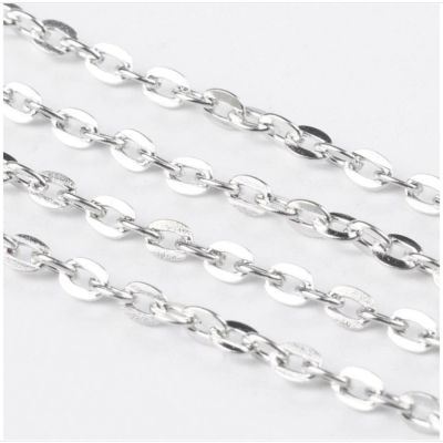 Retiazka oválne očká  4 x 2 x 0,5 mm platina 1 m