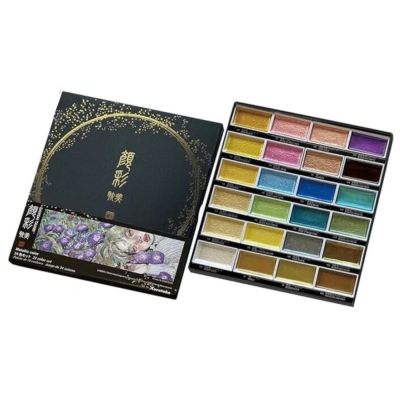 Kuretake, Akvarel Gansai Tambi Metallic, 24 ks