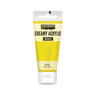 Akrylová farba krémová, metalická, žltá, 60 ml