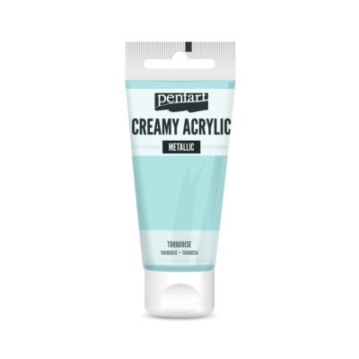 Akrylová farba krémová, metalická, svetlá tyrkysová, 60 ml