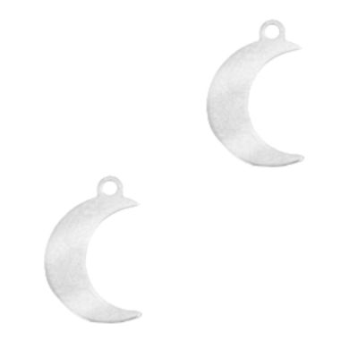 Prívesok z nerezovej ocele, 12 x 8 mm, mesiac strieborný