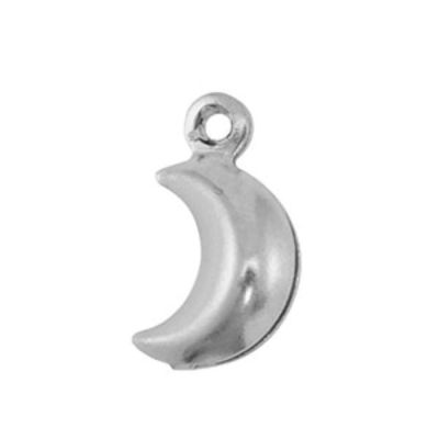 Prívesok z nerezovej ocele, 10 x 6 mm, mesiac strieborný