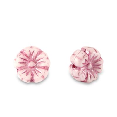 České korálky, kvetina, 7 mm, magenta