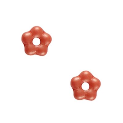 České korálky, kvetina, 5 mm, korálová červená