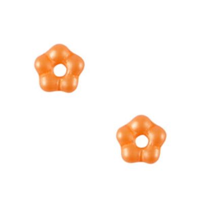 České korálky, kvetina, 5 mm, oranžová