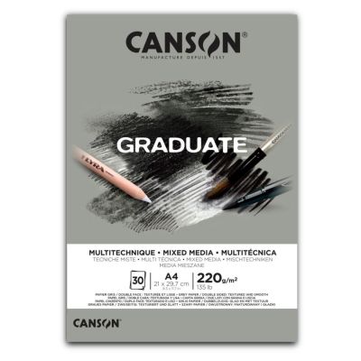 CANSON Skicár Graduate Mixed Media grey A4, 220 g, 30 listov